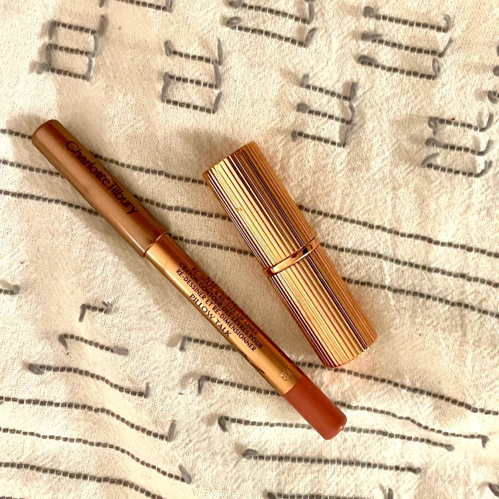 Never used Charlotte Tilbury pillow talk lip set